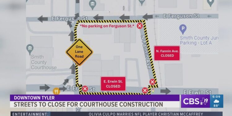 Small business in downtown Tyler looks at Smith County Courthouse-related street closures with positivity