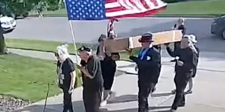 Mob Dressed In Black Dumps Coffin At Republican Congressman’s Home